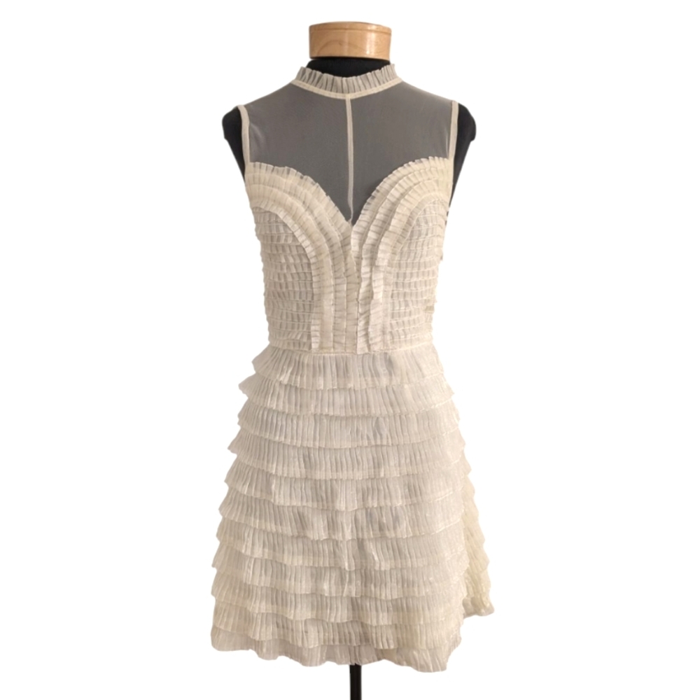 Free People Cream Ruffle Dress, XS